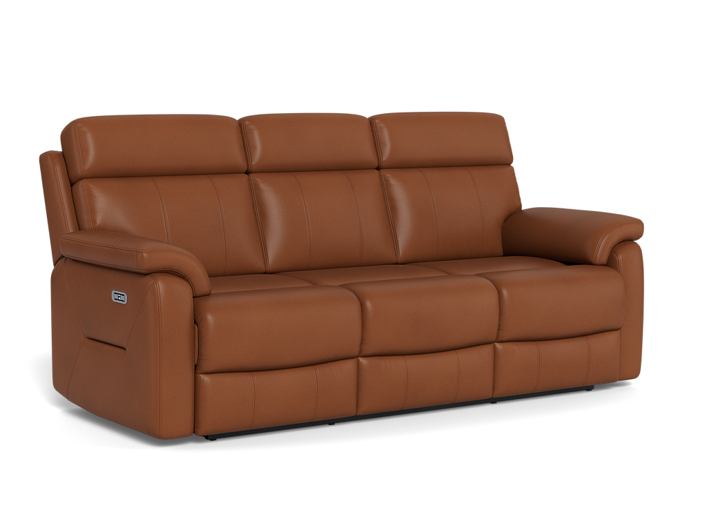 Viola 3 Seater Dual Electric Recliners With Electric Headrests And Drop Down Table With Cupholders - Leather