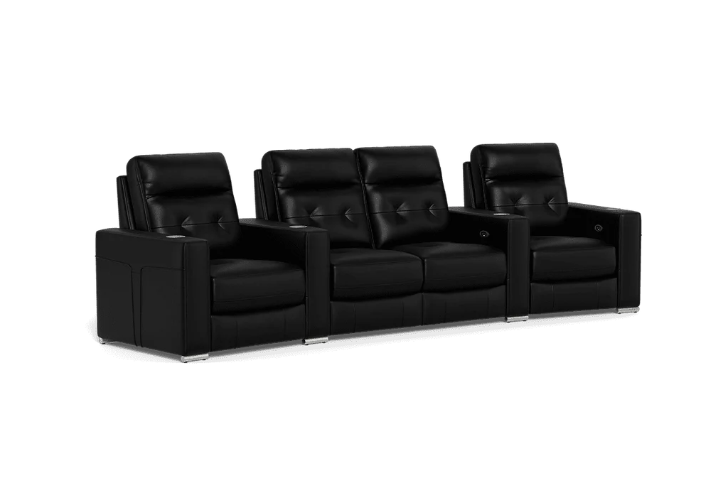Odeum 4 Seat Home Theatre With 4 Electric Recliners Leather