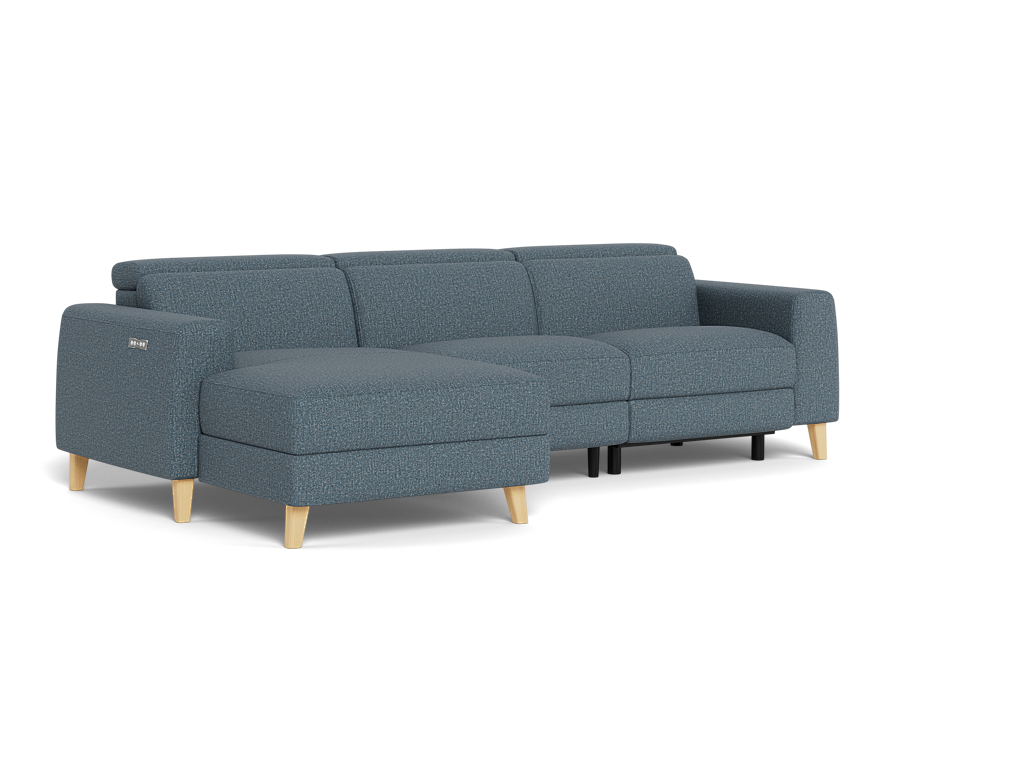 Gabrielle 3 Seat Electric Recliner With Electric Headrest And Left Chaise - Fabric
