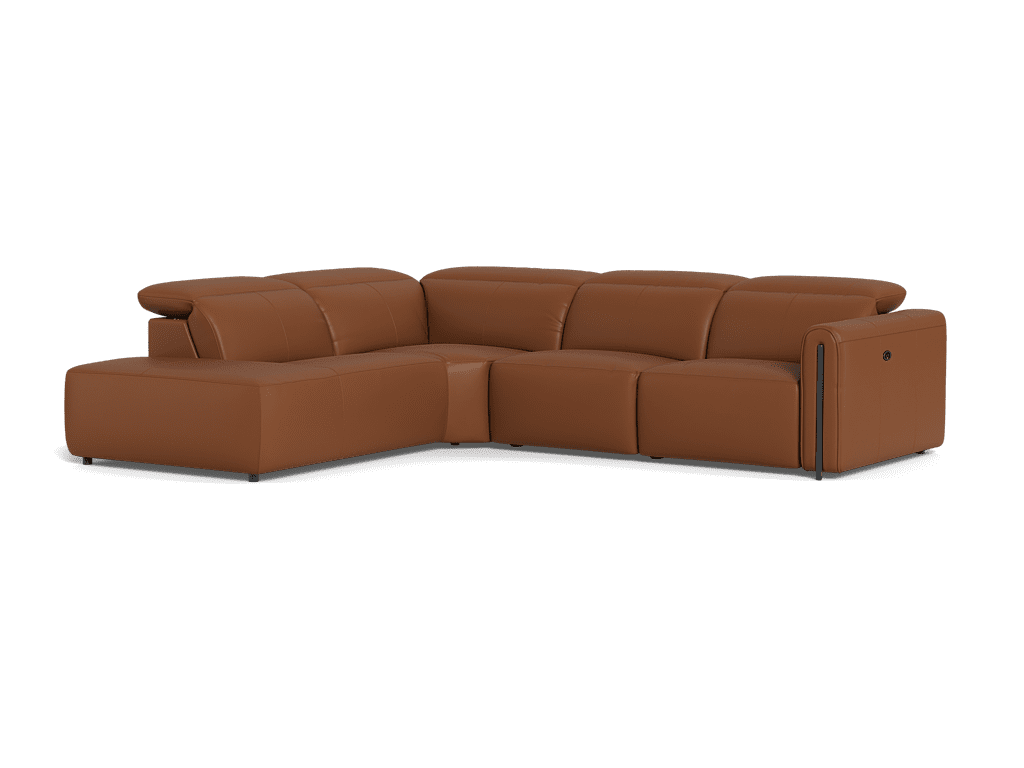 Midas 2.5 Seater Plus Left Corner Terminal Electric Recliner With Adjustable Headrests - Leather