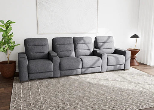 Amadeus 4 Seat Home Theatre With Electric Recliners - Leather