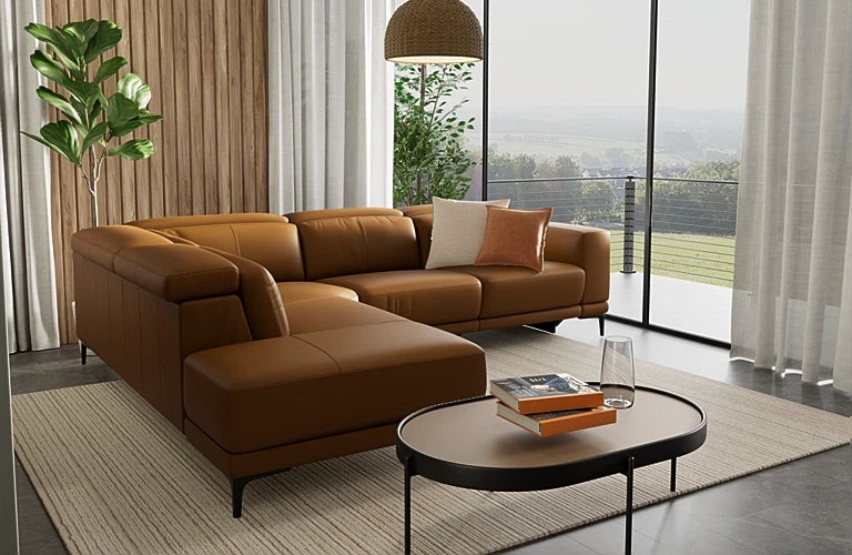 Emotion 2.5 Seater Left Corner Terminal With Electric Recliner And Electric Headrest - Leather