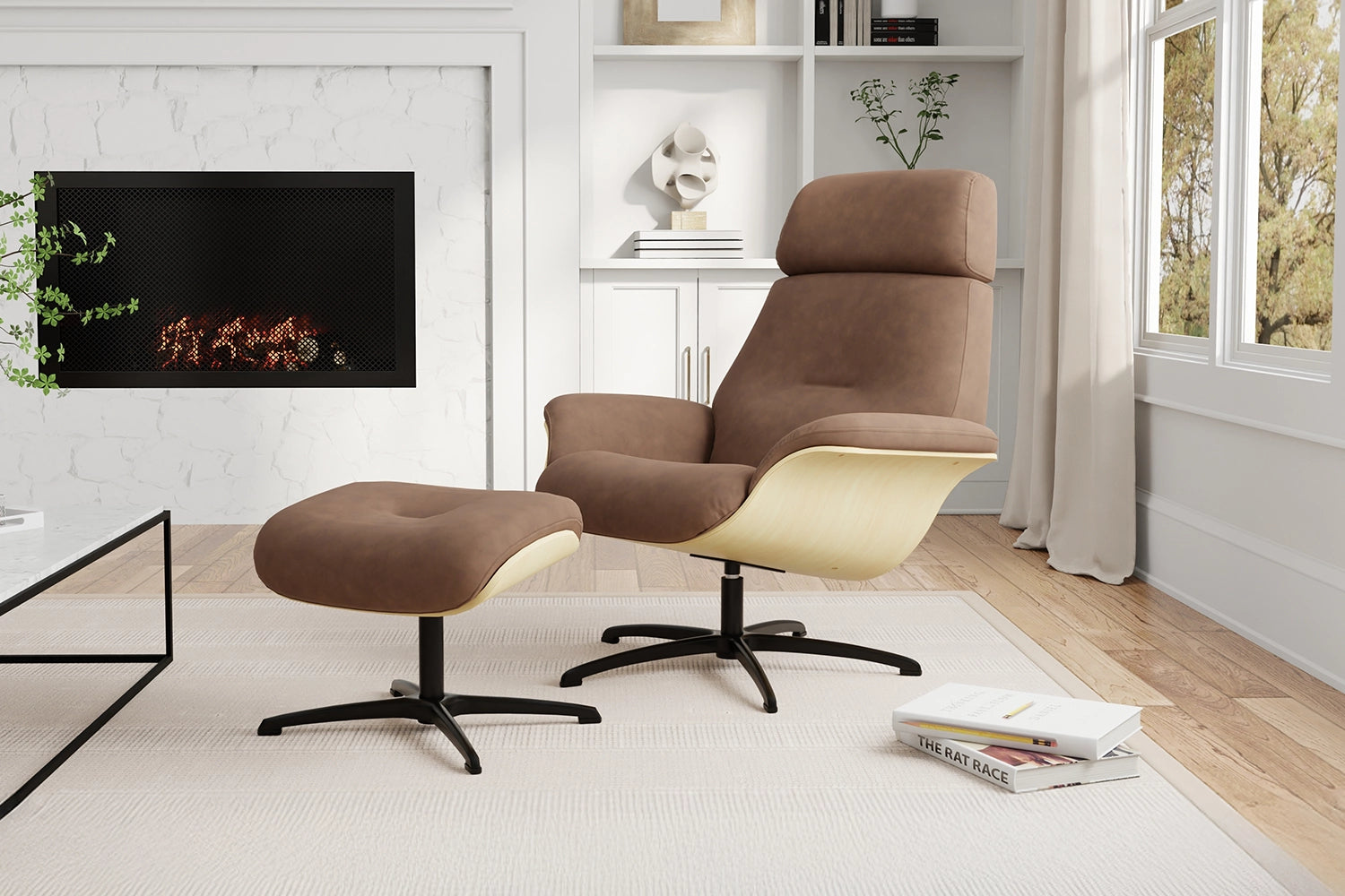 Falcon Fjords Recliner Chair & Ottoman - Fabric