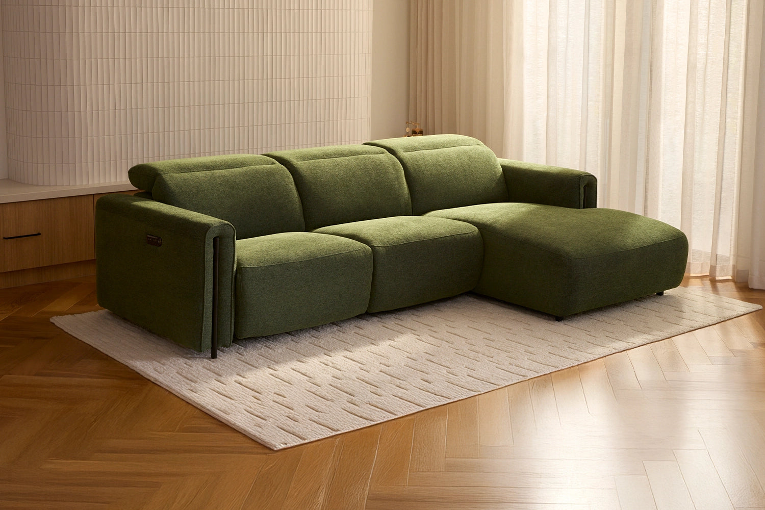 Velo 2.5 Seater Electric Recliner With Electric Headrest And Right Chaise - Fabric