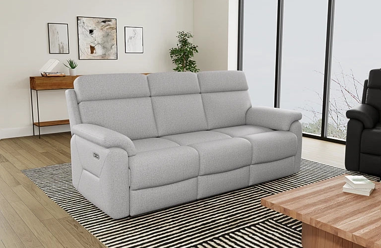 Viola 3 Seater Dual Electric Recliners With Electric Headrests And Drop Down Table With Cupholders - Leather