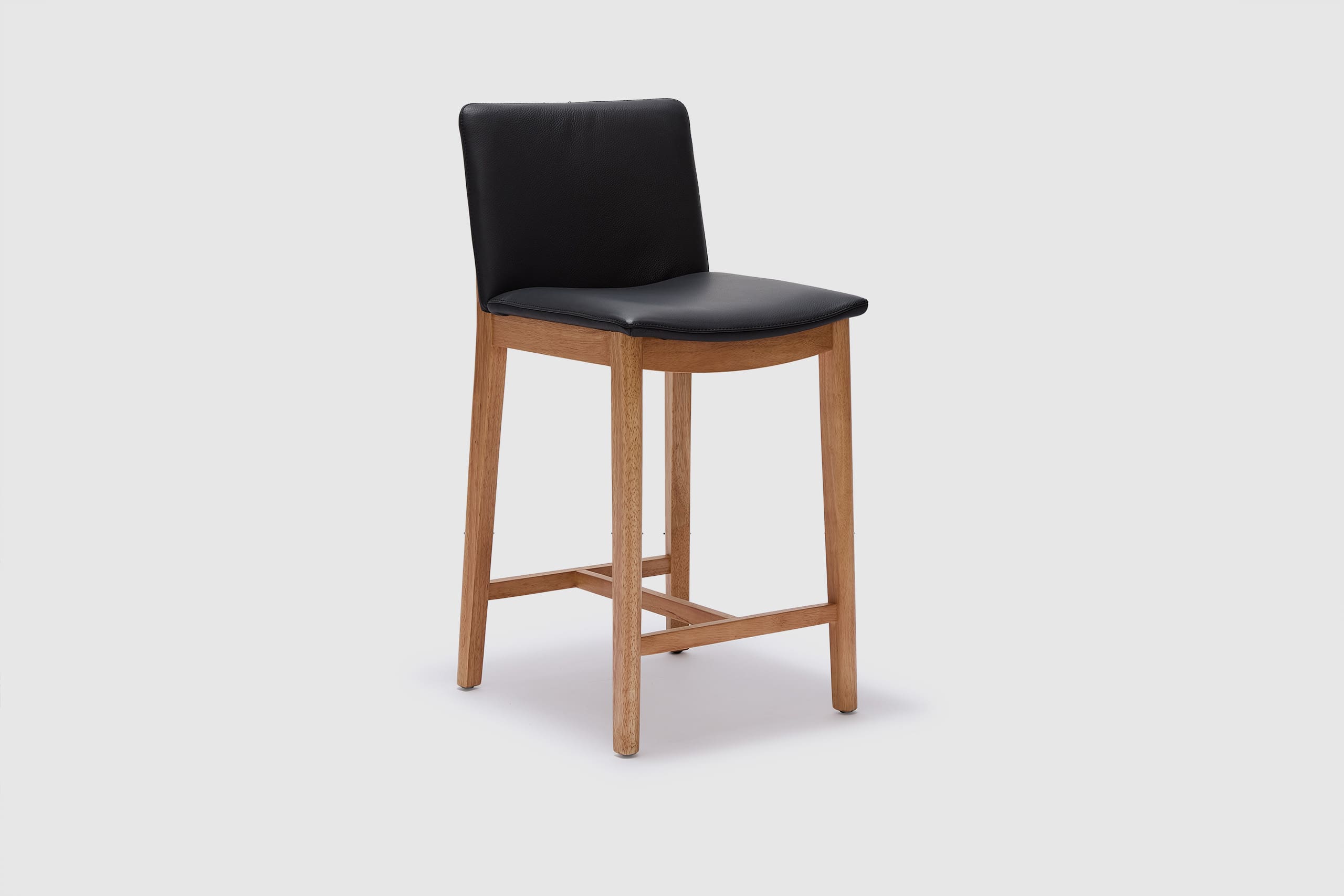 Tevez Bar Stool - Black/Natural Leather