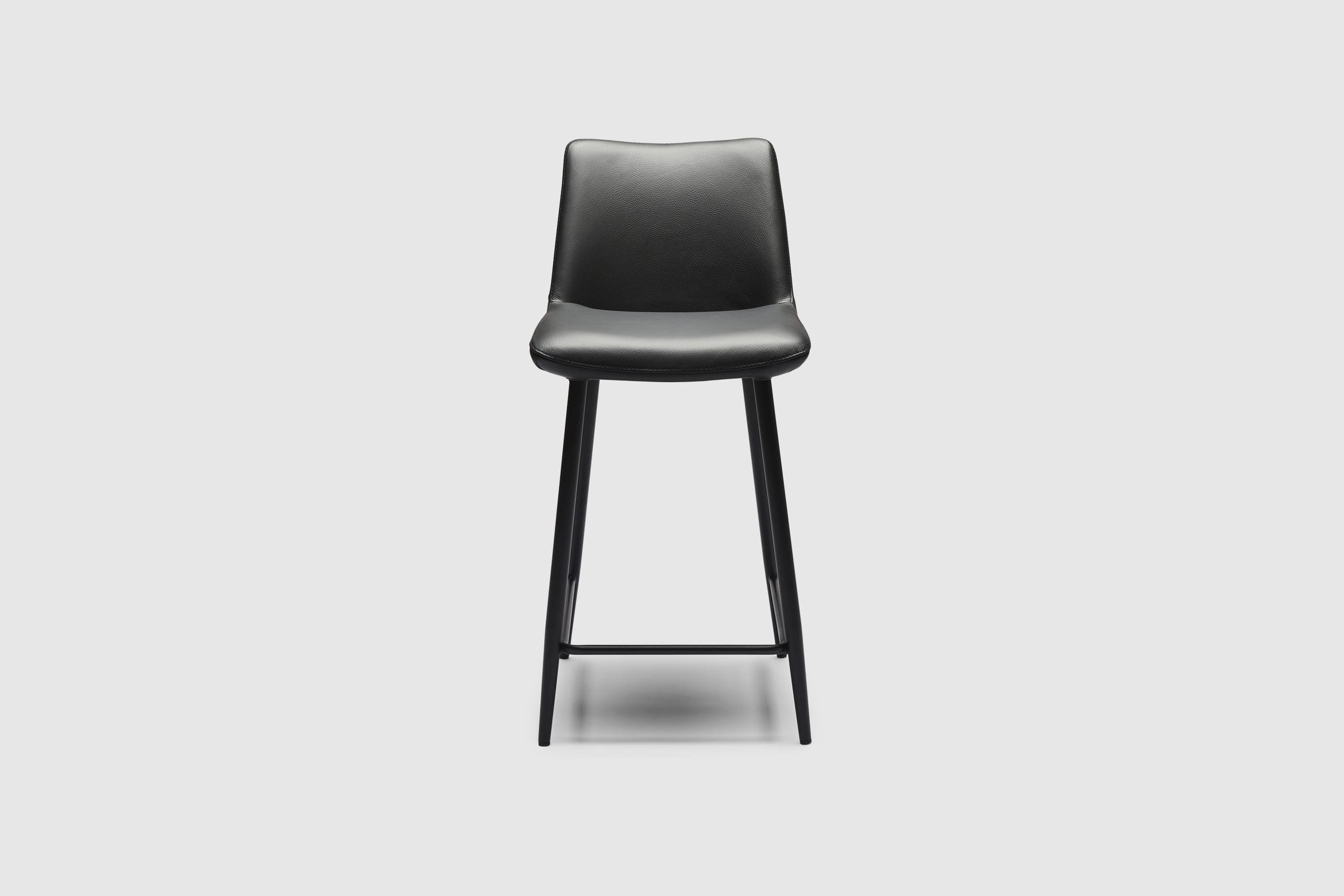 Laguna Bar Stool - Premium Black Leather