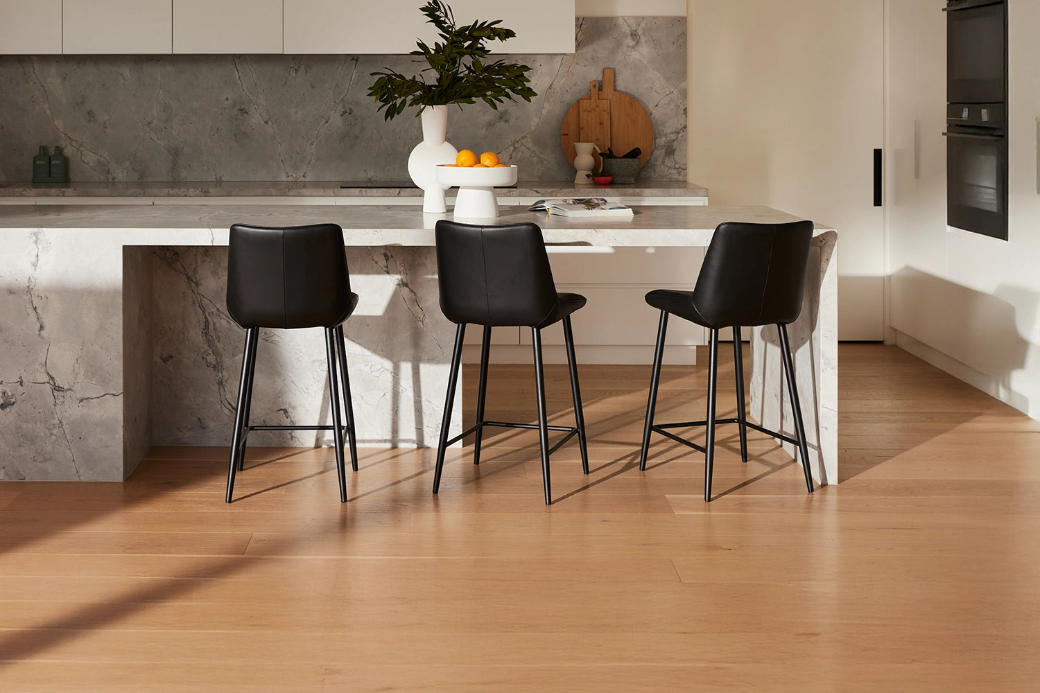 Laguna Bar Stool - Premium Black Leather